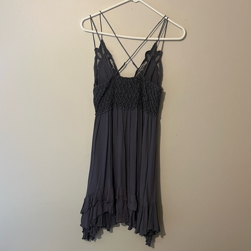 Free People Grey Lace Mini Dress - Picture 5 of 7